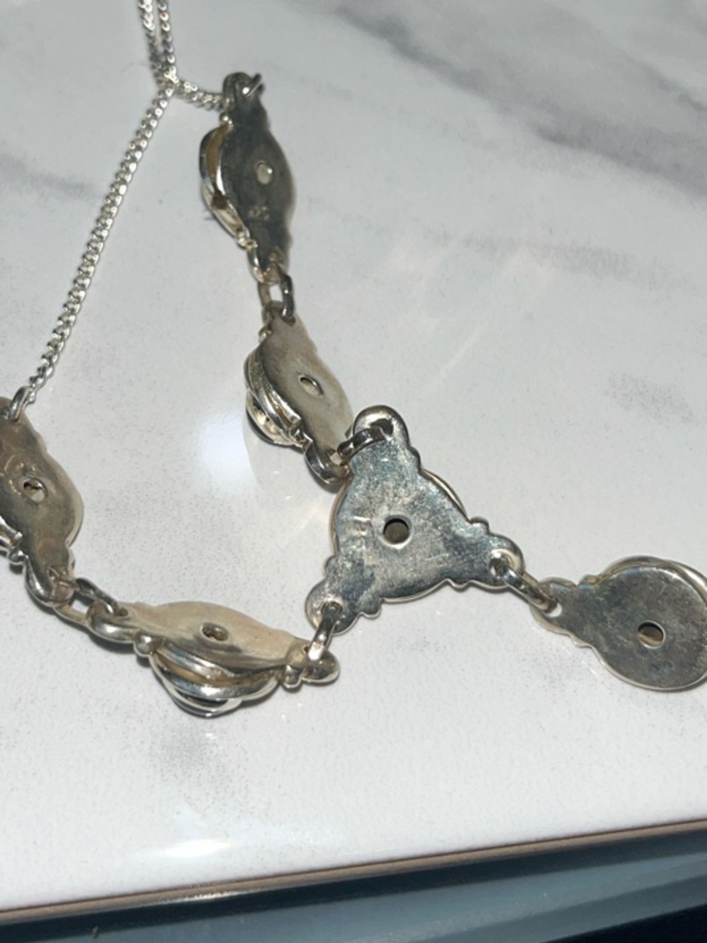 Sterling Silver Black Onyx Statement Necklace 18 inches - Picture 4 of 4